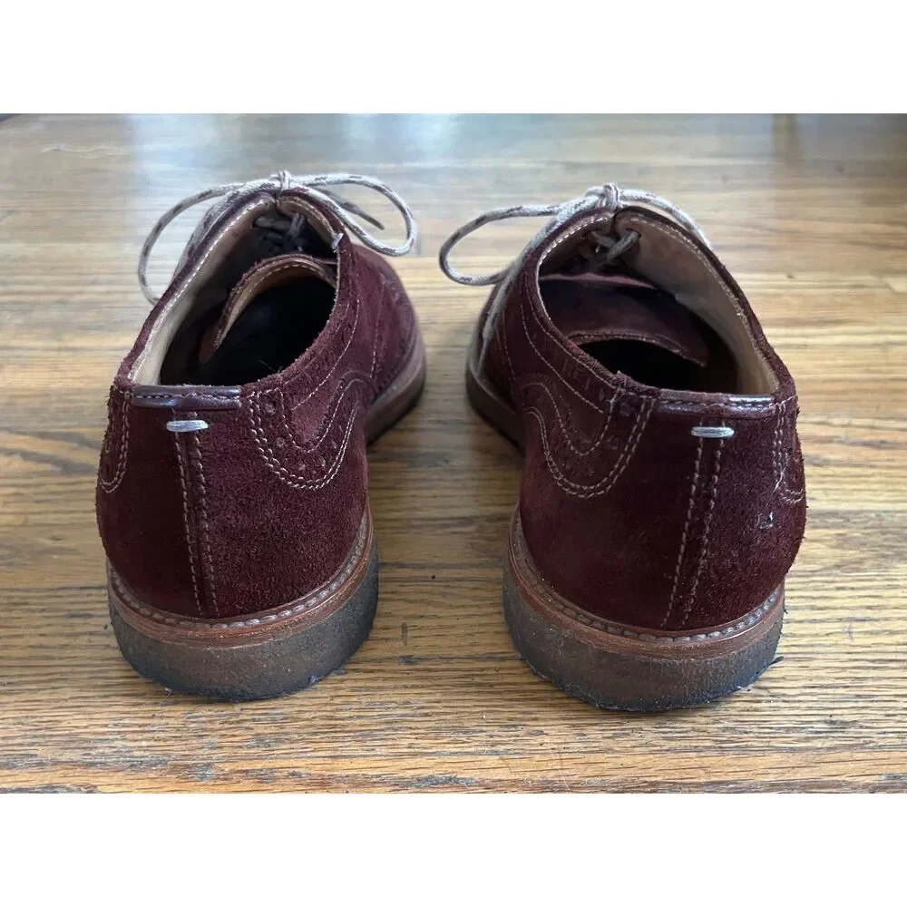 BRUNELLO CUCINELLI Maroon Suede Oxford Wingtip Brogue Derby Shoes  Mens Size 43